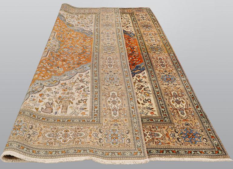 A carpet, Figural Tabriz so called Tabatabai, ca 390 x 268 cm.