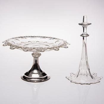 UPPSATSSKÅL / PRAKTSKÅL, slipat glas samt silverfot, stämplad Holland 1881.