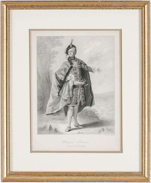 GRAVYRER, 2 st, SVENSKA DROTTNINGAR, 1800-tal.