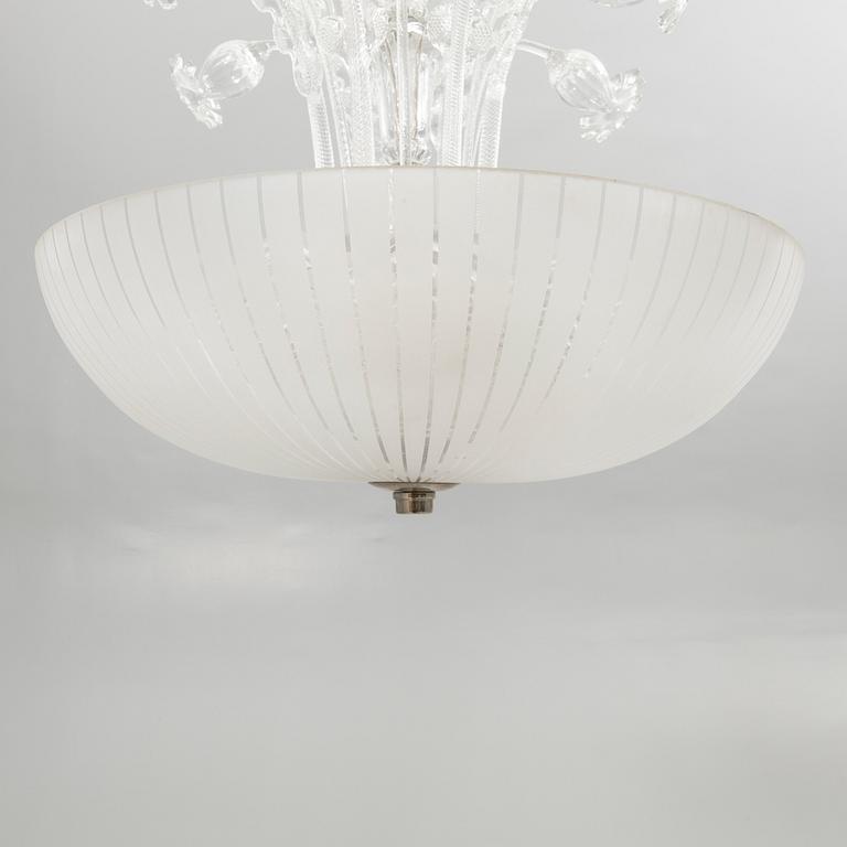 Fritz Kurz, Attributed, ceiling lamp, Orrefors, mid-20th century.