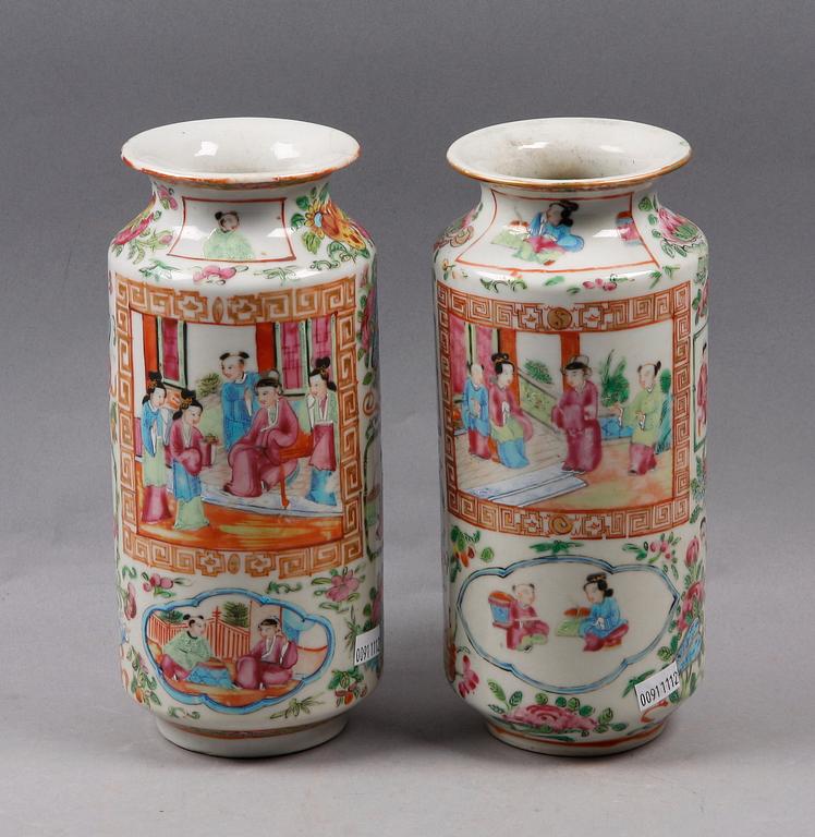 VASER SAMT FAT, porslin, Kina 1800-tal.