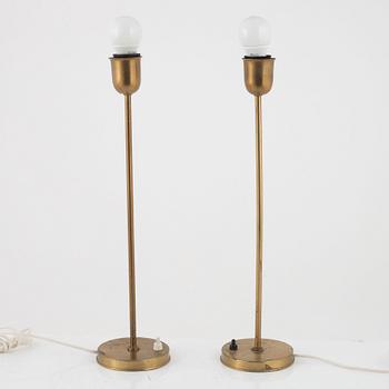 A pair of brass table lamps from Bergboms, Sweden, 1950's/60's.