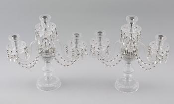 KANDELABRAR, 1 par, glas, 1900-talets mitt.