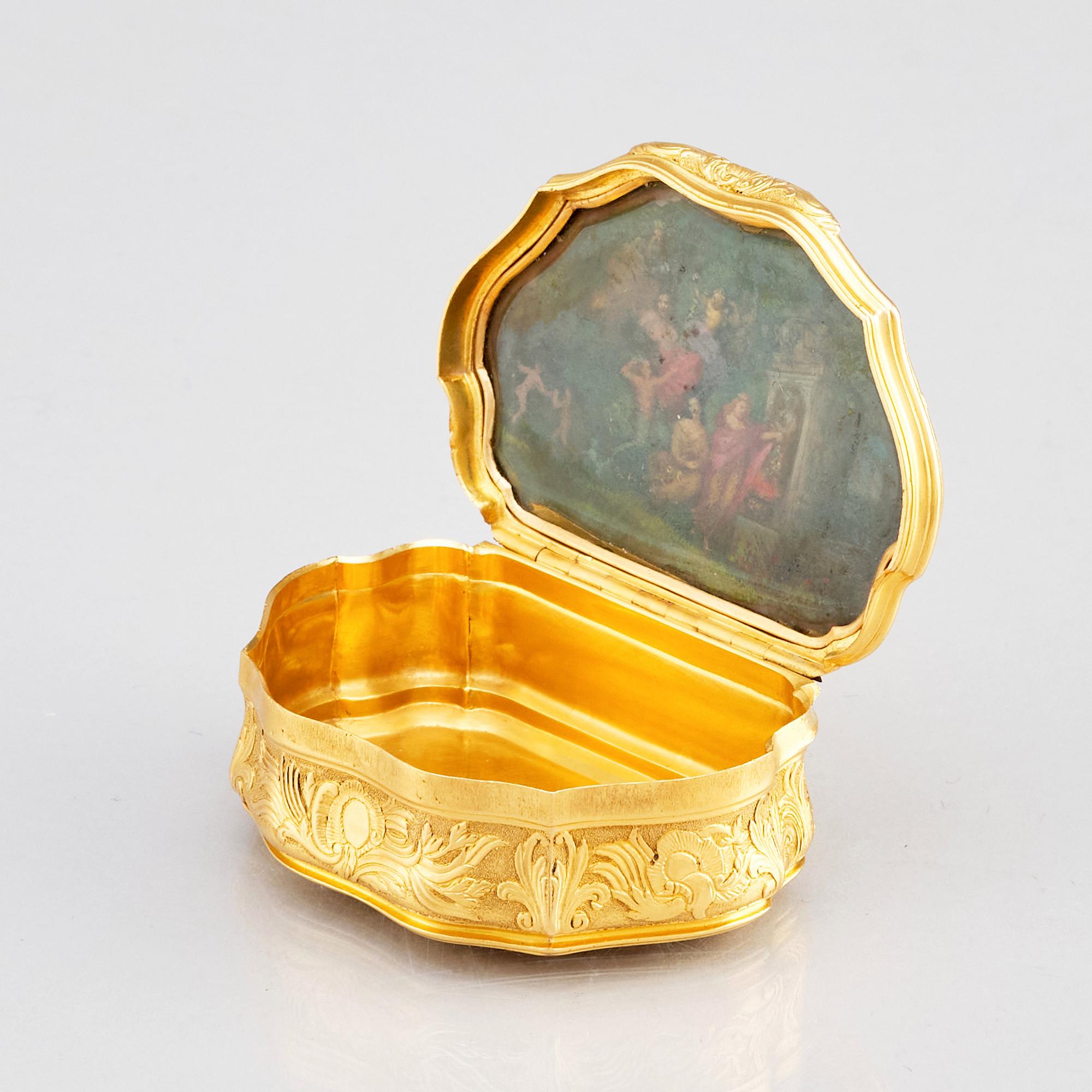 Frantz Bergs, dosa, guld, (verksam i Stockholm 1725-1777), 1700-talets mitt. Rokoko.