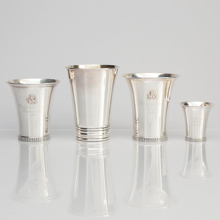 Ten Silver Beakers, 20th Century.