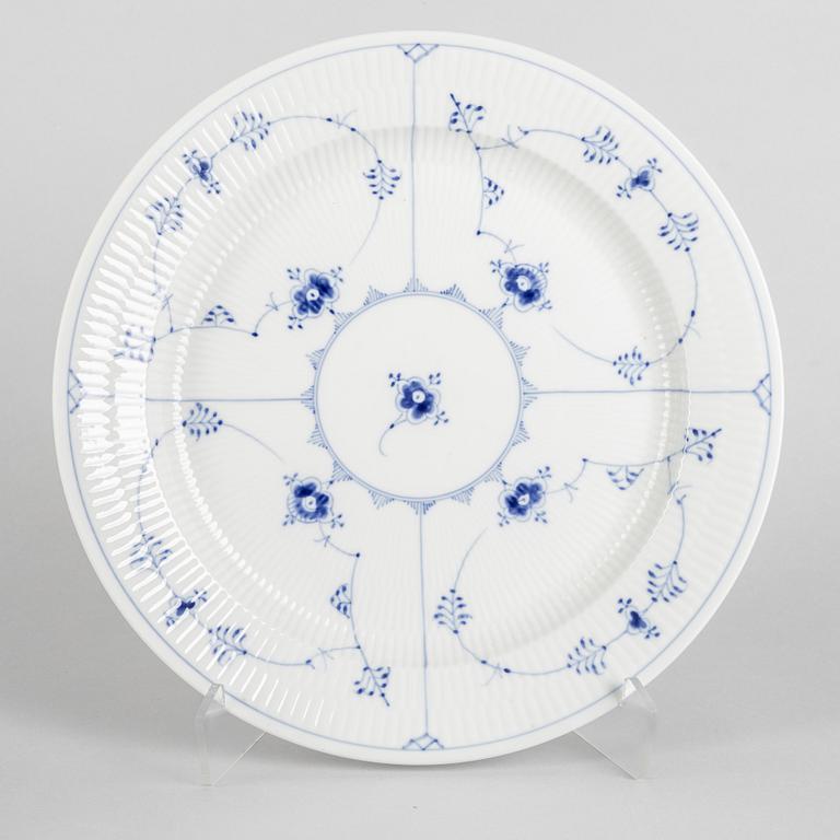 A large 'Blue Fluted Plain' porcelain dish, Royal Copenhagen, model number 107, 1958.