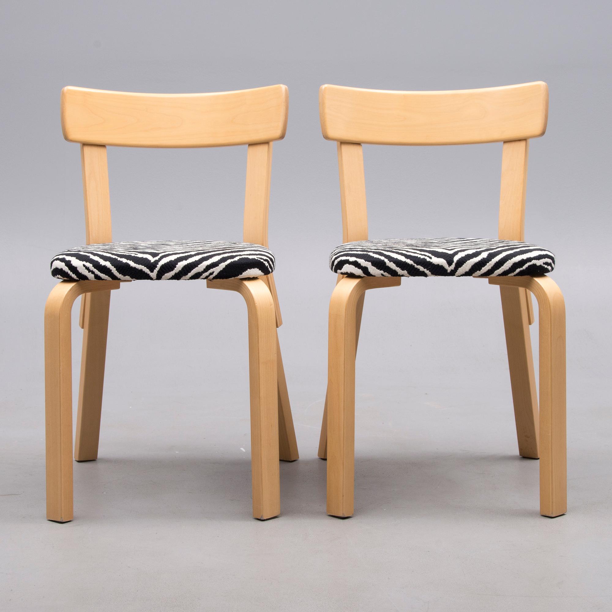 STOLAR, 4 st, modell 69, Alvar Aalto, Artek. Formgiven 1935.