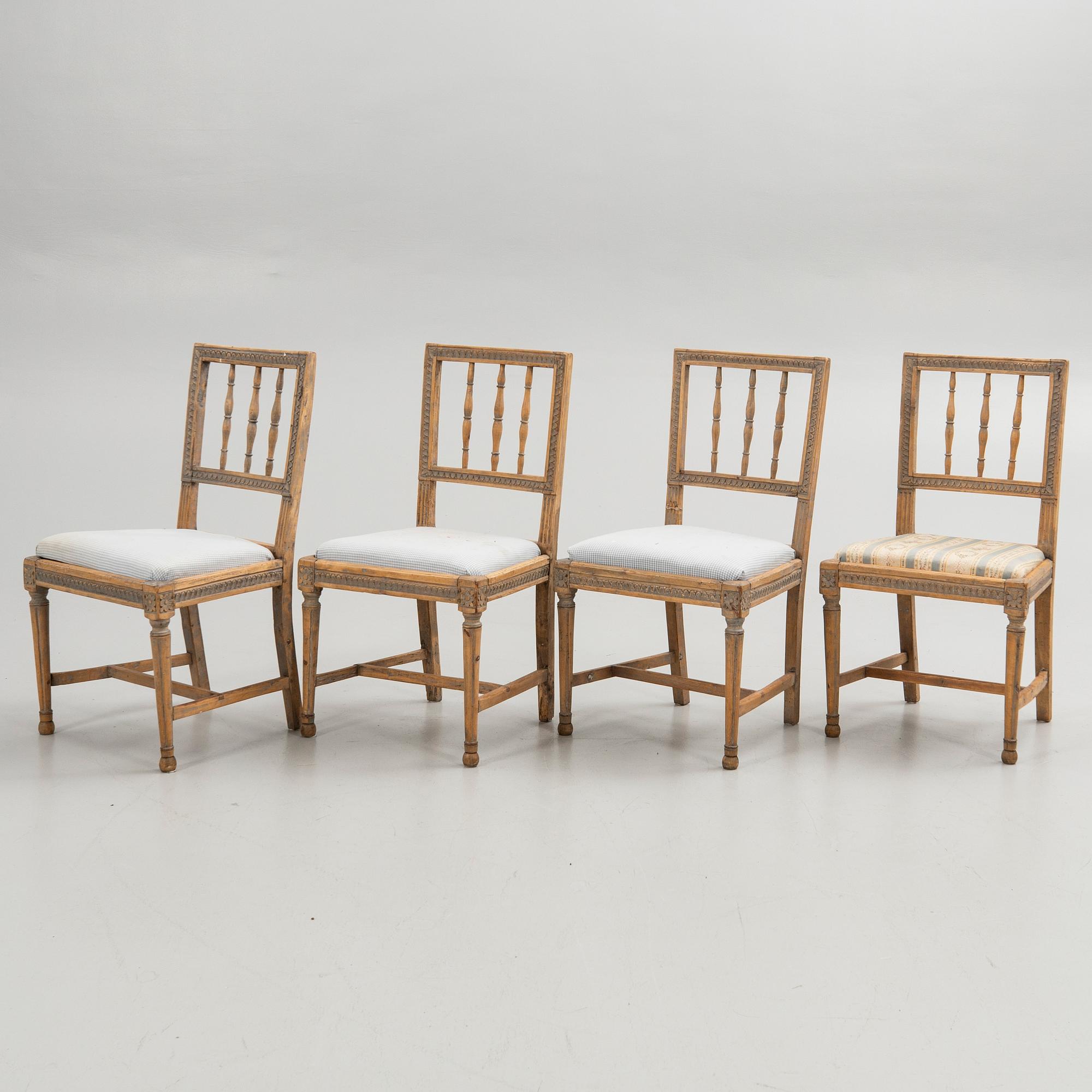 Chairs, 4 pcs, late Gustavian, 19th century.