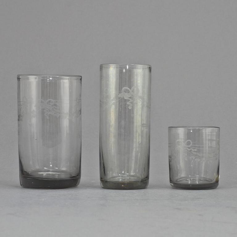 GLASSERVISDELAR, 24 st, "Antik", Reijmyre, 1900-talets andra hälft.