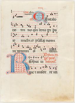 Medieval manuscript leaves.