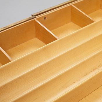 A Swedish Modern elm sewing table, Svenska Möbelfabrikerna, Bodafors, 1940's.
