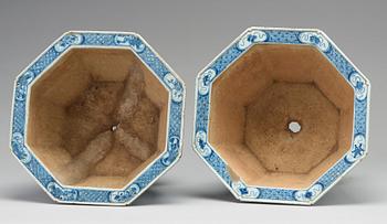 Two blue and white flower pots, Qing dynasty, Qianlong (1736-95).