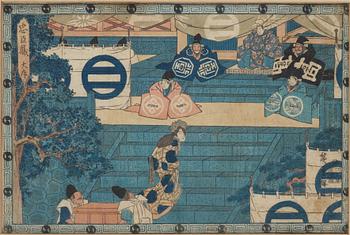 UTAGAWA HIROSHIGE (1797-1858), efter, färgträsnitt. Japan, från serien "The Storehouse of Loyal Retainers", 1835-39.