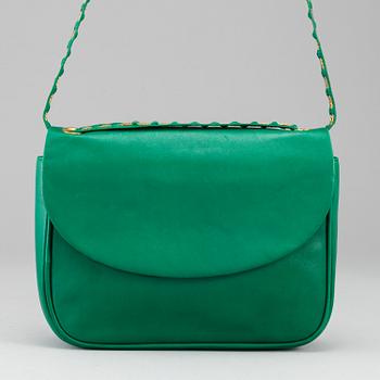 BALLY, a green leather handbag.