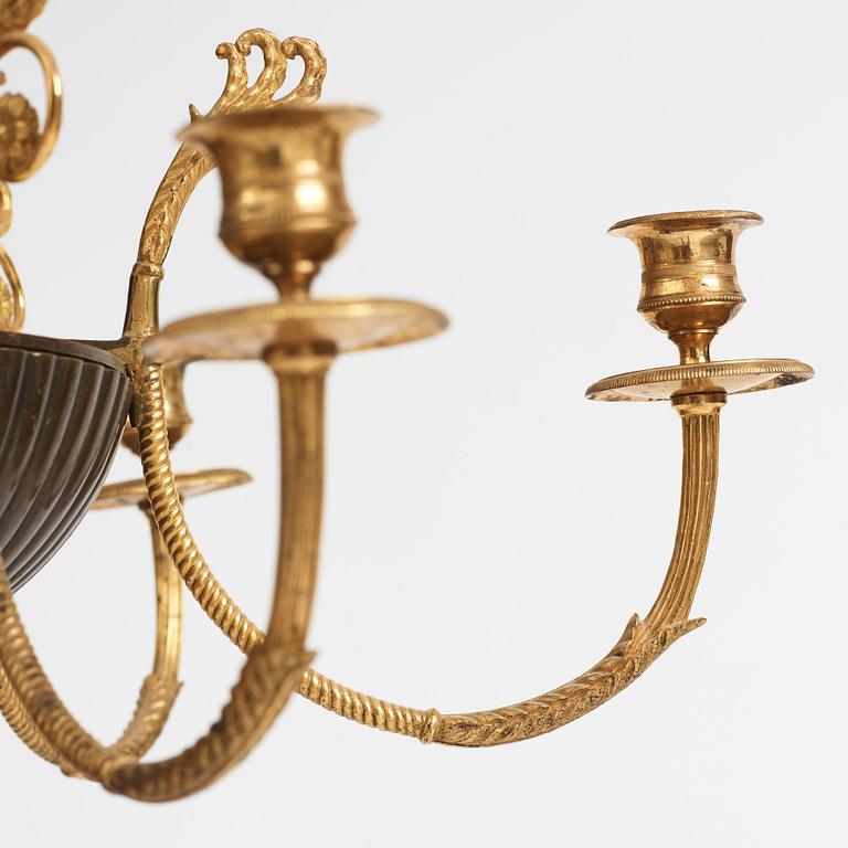 A late Gustavian early 19th century six-light hanging-lamp.