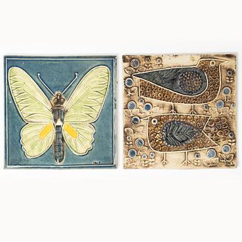 Lisa Larson, two stoneware wall reliefs, Gustavsberg, Sweden.