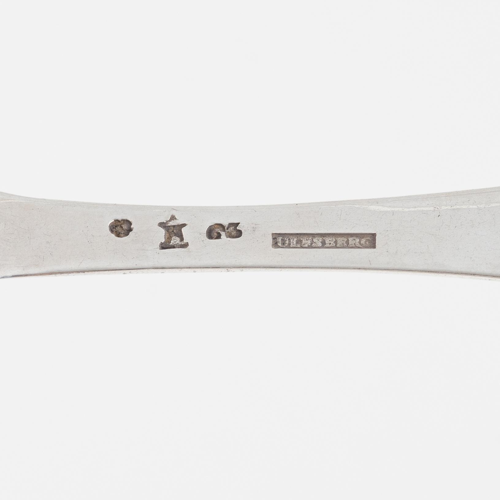 Skedar, 13 st, silver, bl.a. Gustaf Folcker, Stockholm 1825.