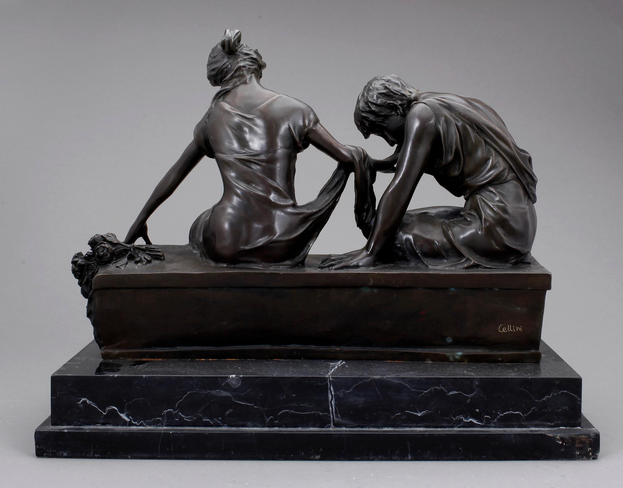 SKULPTUR, brons, 1900-talets andra hälft, bär signatur.