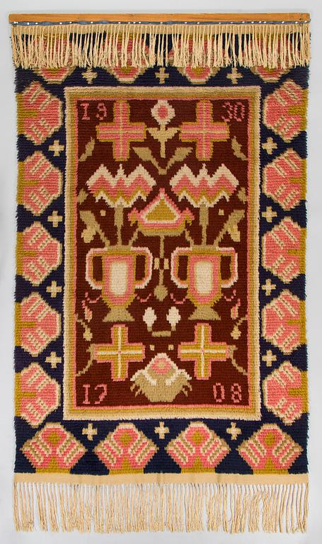 Ryijy, Keski-Häme-malli, päivätty 1708-1930, valmistaja Suomen Käsityön Ystävät. Noin 219x136 cm.