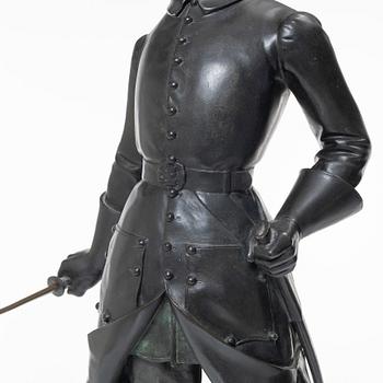 A bronze sculptur of King Charles XII of Sweden.