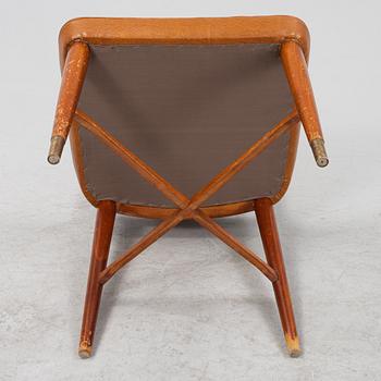 Three beech and mahogany chairs, mid 20th Century.