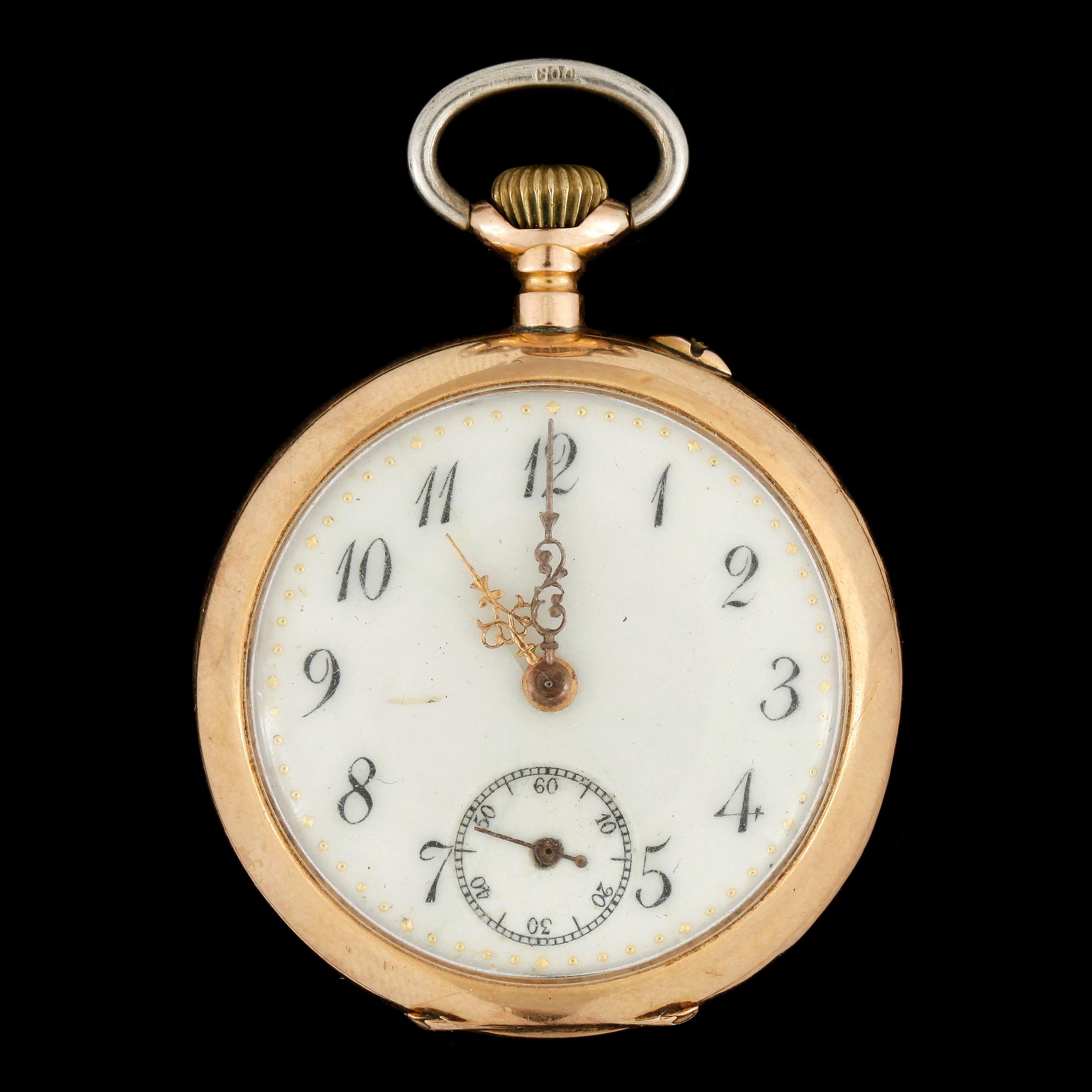 DAMFICKUR, guld 18k, omkring sekelskiftet 1900. Tot ca 30 gram.
