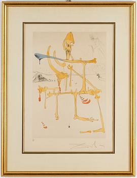 SALVADOR DALÍ, drypoint etching with stencil "Quevedo´s Visions" 1975, 54/300.