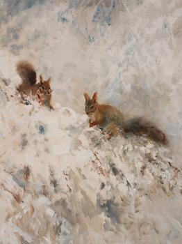 Mosse Stoopendaal, Squirrels in a Winter Landscape.