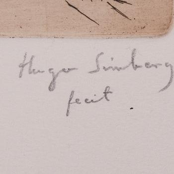 HUGO SIMBERG, etsningar, 2 st, signerade fecit.