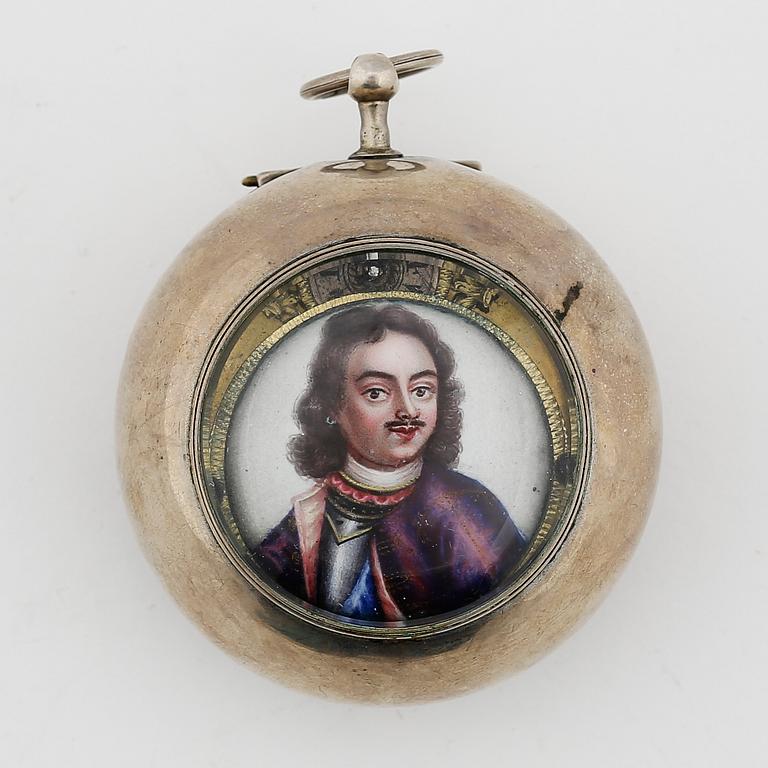 HERRFICKUR, silver, Henry Debary, London sannolikt sent 1600-tal. Tot ca 117 gram.