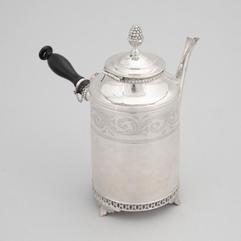 A Swedish Late Gustavian Silver Coffee Pot, mark of Olof Hellbom, Stockholm 1798.