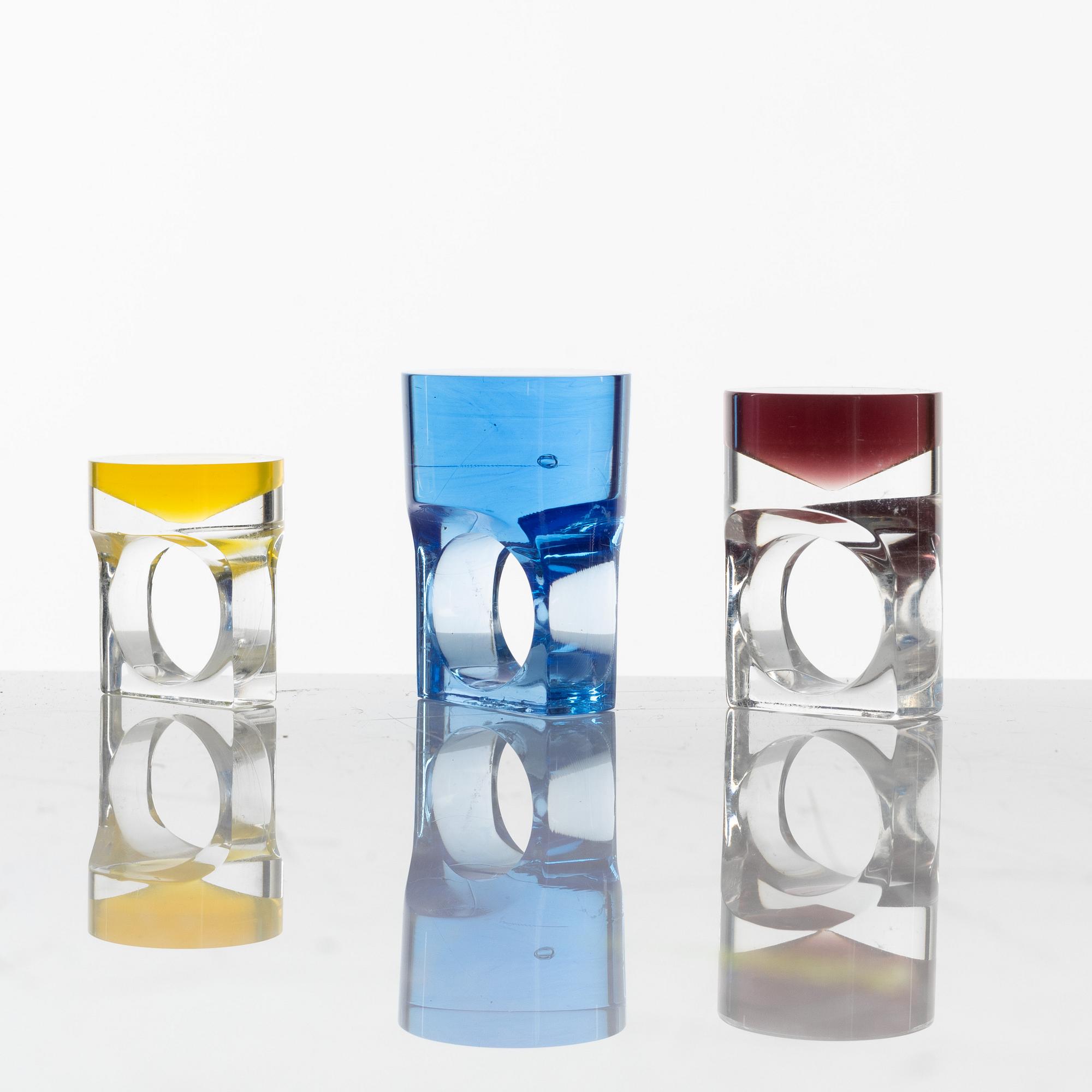 Siv Lagerström, three acrylic plastic rings, 1970s.