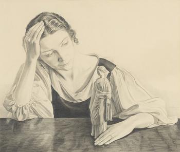 Oscar Antonsson, blyerts, signerad och daterad 1936.