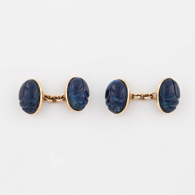 MANSCHETTKNAPPAR, med skuren Lapis Lazuli.
