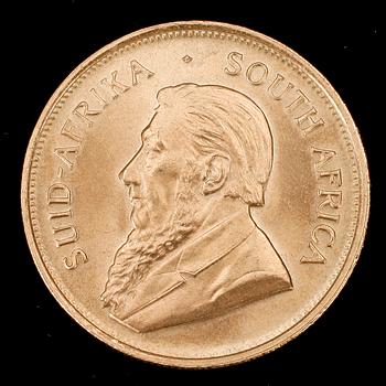 GULDMYNT, finguld, Krugerrand, Sydafrika, 1974. Vikt 34 gr.