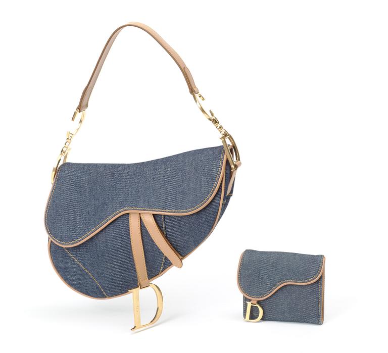 A handbag and purse "Saddle Bag" by Christian Dior.