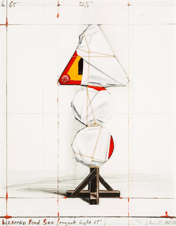 Christo & Jeanne-Claude, "Wrapped road sign, project light 65".