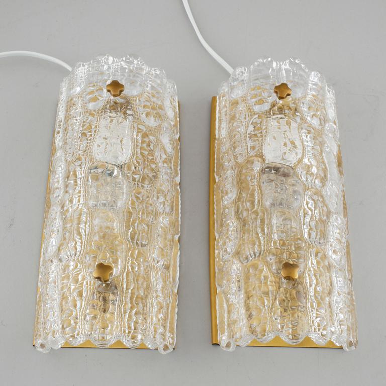 A pair of wall lamps by Carl Fagerlund for Orrefors, second half of the 20th century.