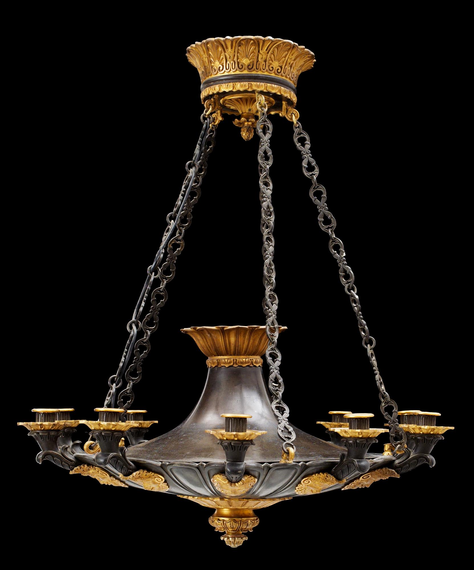 A late Empire first half 19th century ten-light hanging-lamp.