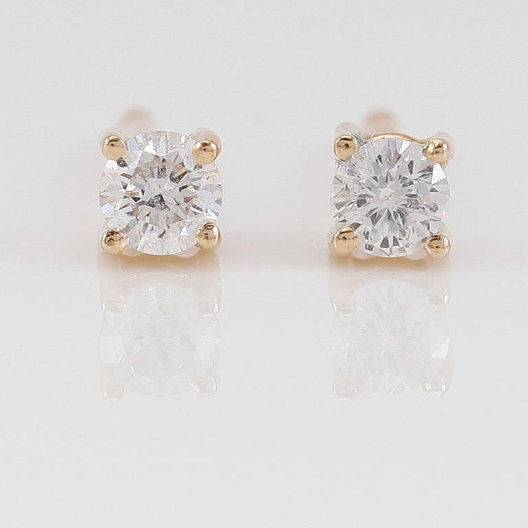 ÖRHÄNGEN, 1 par, 18K guld och diamanter tot ca 0.19 ct.