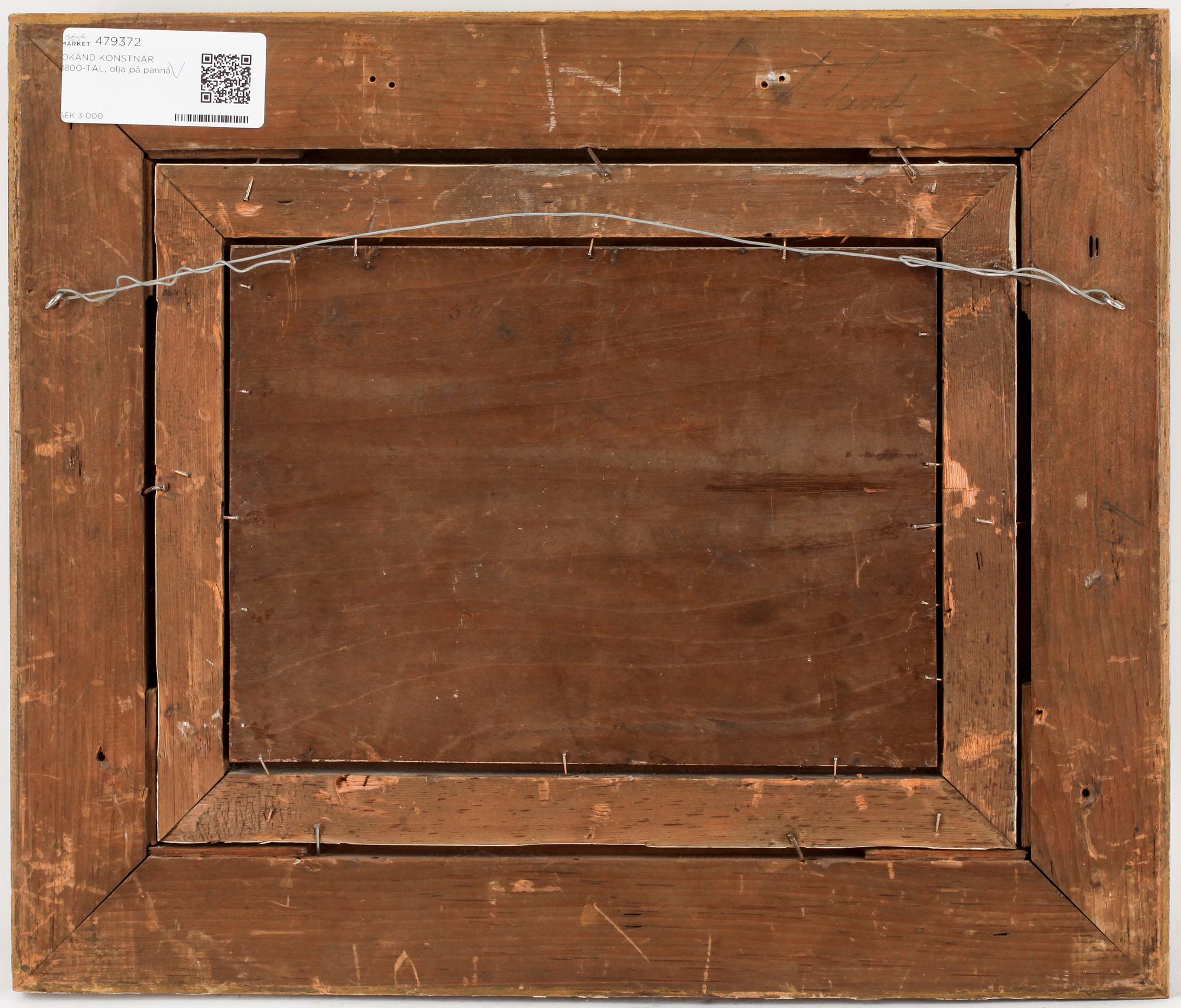 OKÄND KONSTNÄR, olja på pannå, ej signerad, 1800-tal.