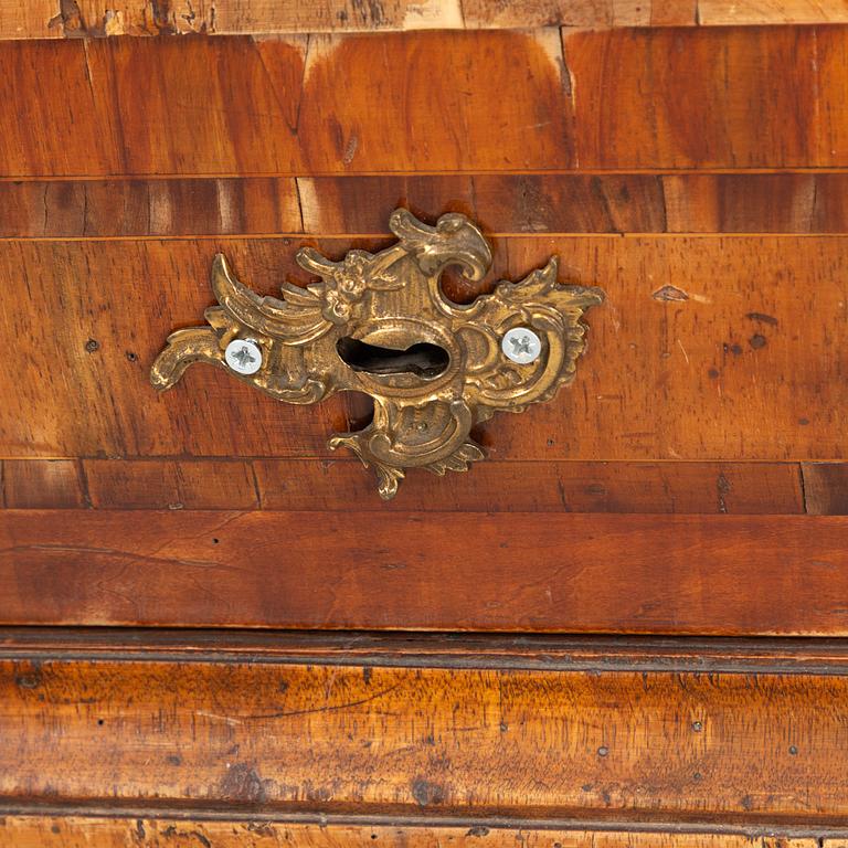 A Swedish late Baroque walnut marquetry writing cabinet.