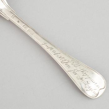 A Swedish mid 18th century silver spoon, mark of Gustaf Andreas Stafhell, Stockholm 1756.