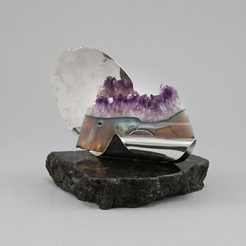 ELON ARENHILL, skulptur, delvis silver och ametist, signerad och daterad 03.