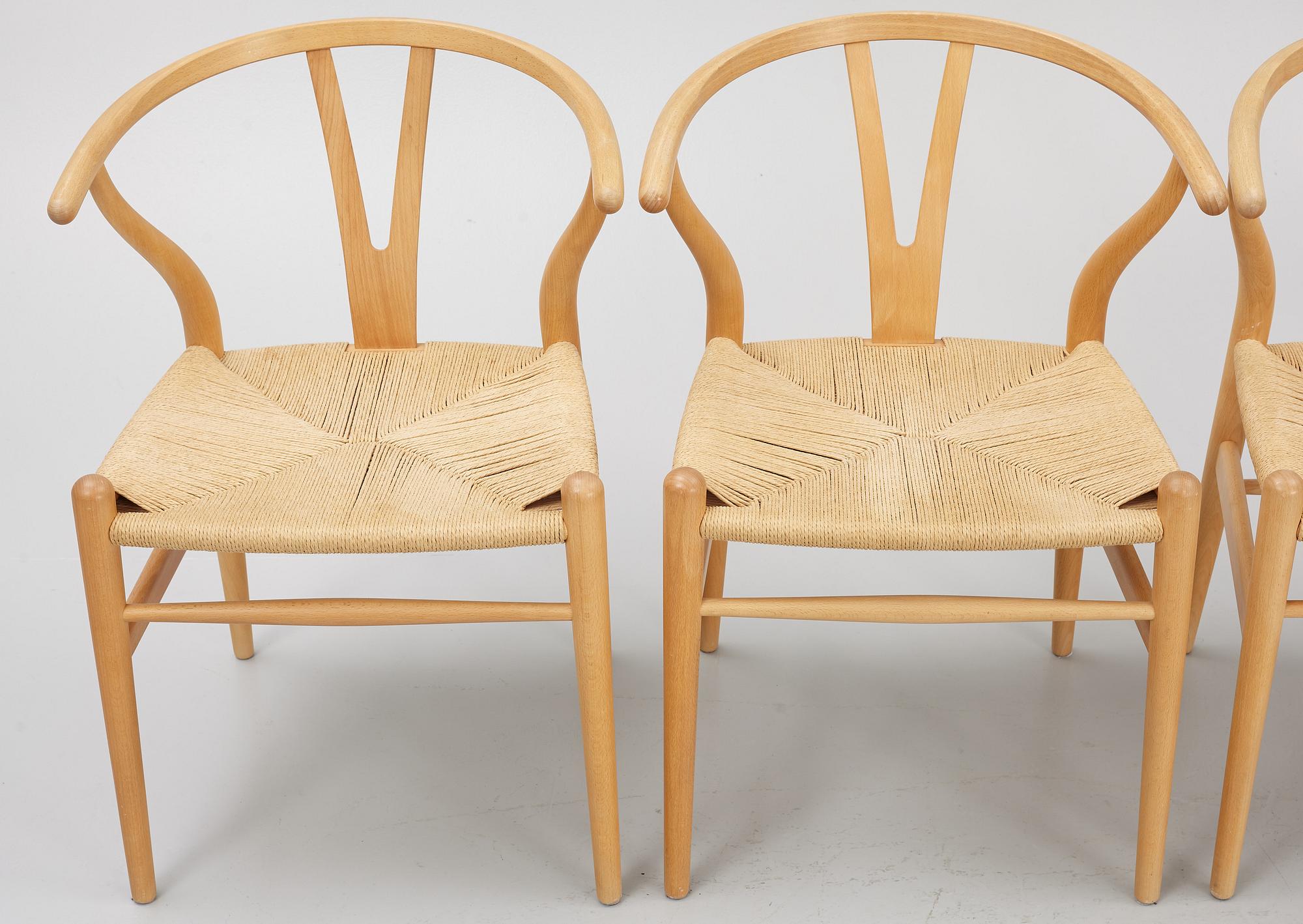 Hans J. Wegner, stolar, 4 st, "CH24", Carl Hansen & Son, Danmark, 2000-tal.