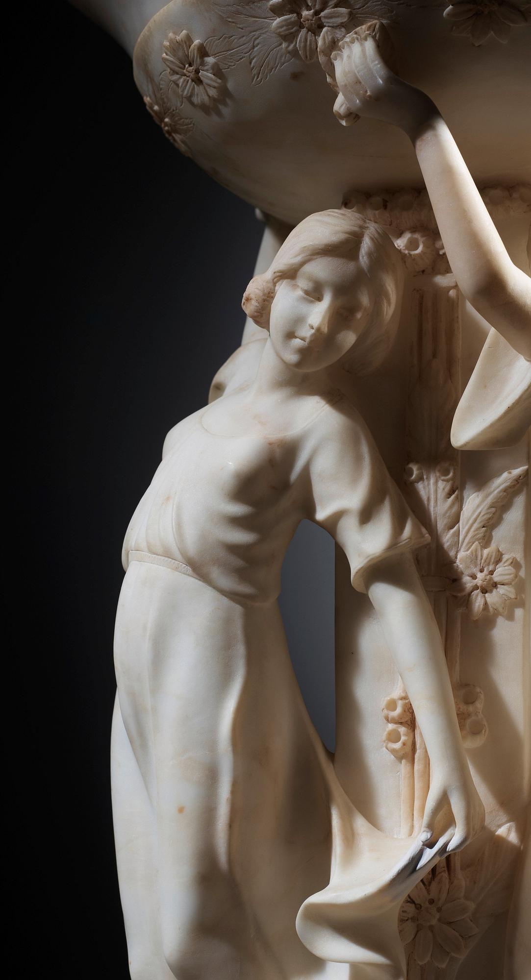 A R. Gremigni alabaster floor lamp, Italy, probably 1910-20's.