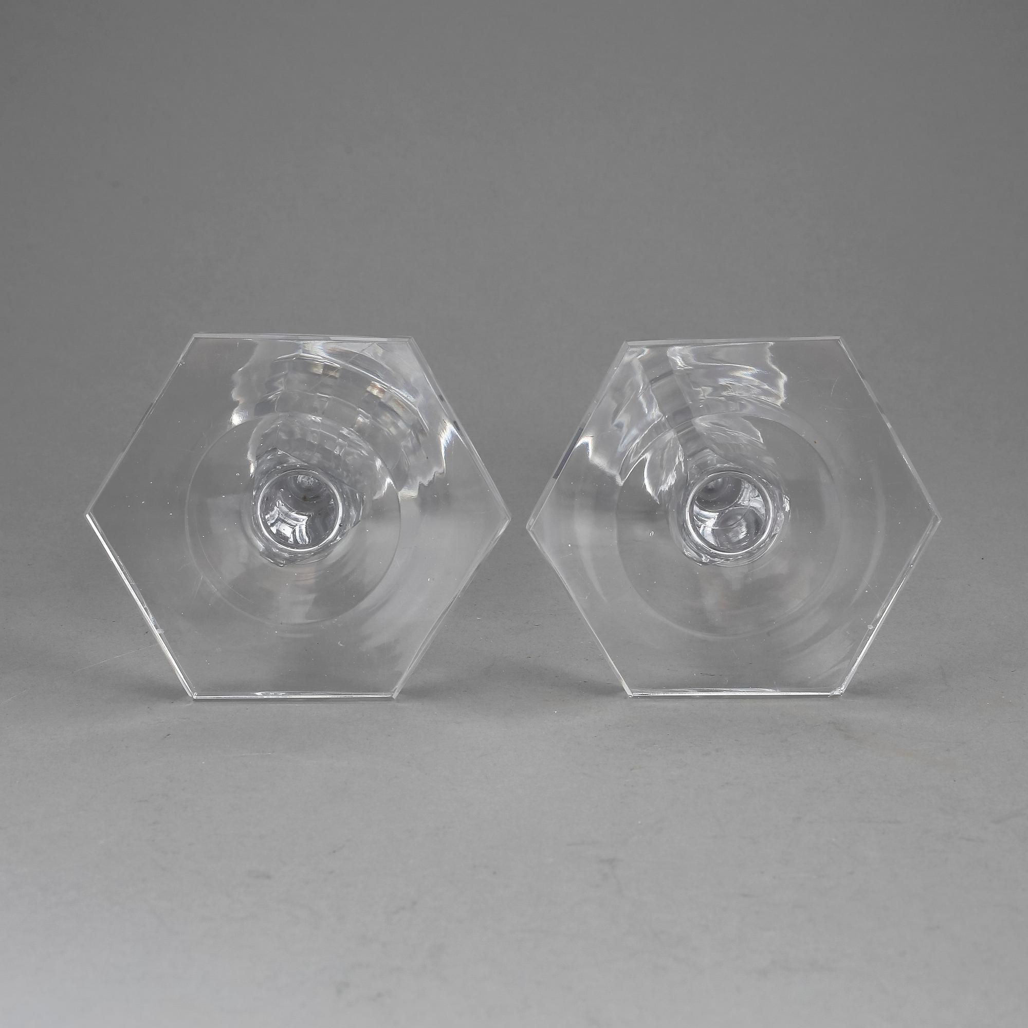 LJUSSTAKAR, ett par, glas, Vicke Lindstrand, Kosta, 1960-tal.
