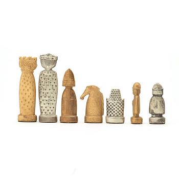 Stig Lindberg, a stoneware chess set, Gustavsberg, Sweden 1970's.