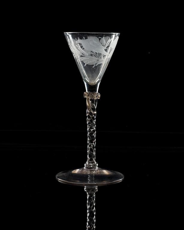 An English wine goblet, 18th Century.