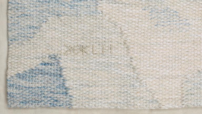 Birgit Broms, TAPESTRY. "Skridskoåkare". Tapestry variant with applications. 134 x 250,5 cm. Signed HAV LH B Broms.